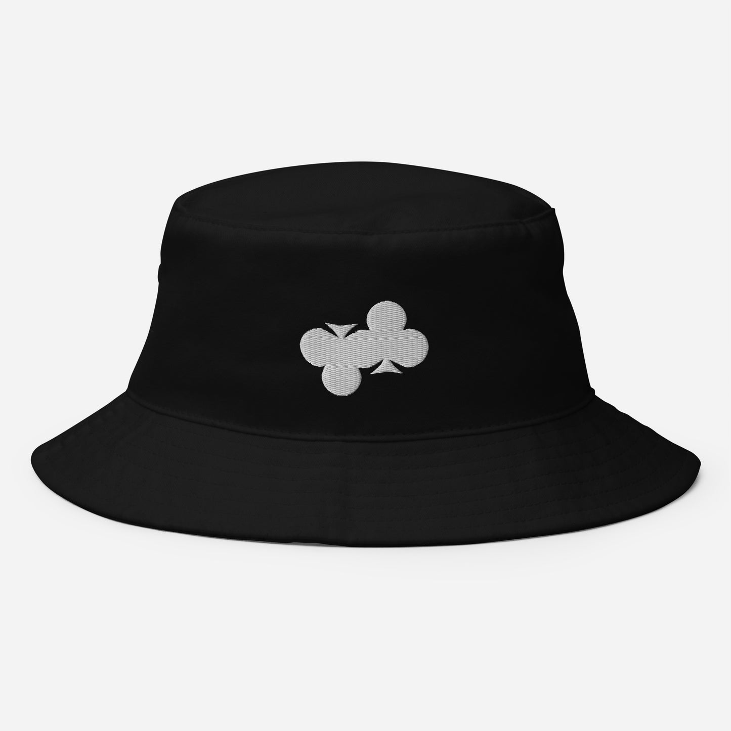 Black Embroidered Double Club Bucket Hat