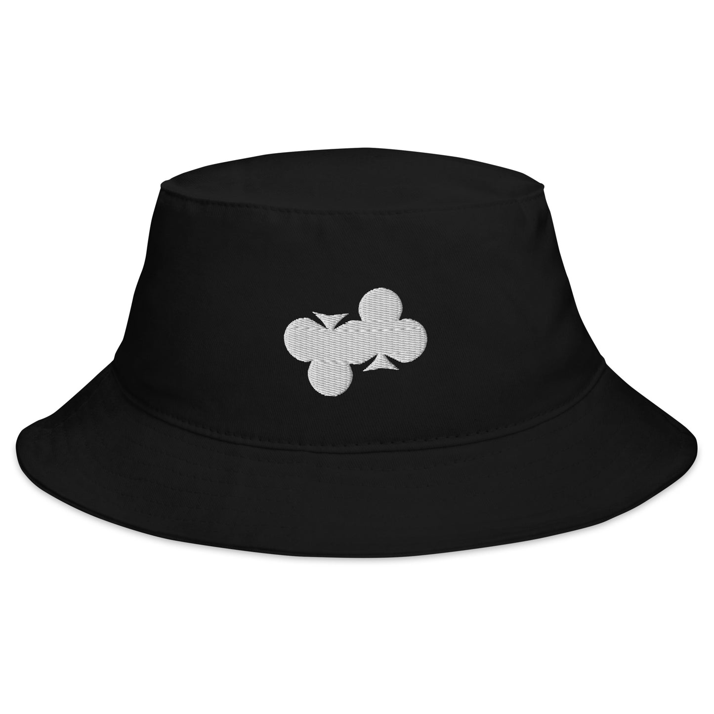 Black Embroidered Double Club Bucket Hat