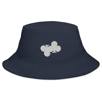 Black Embroidered Double Club Bucket Hat